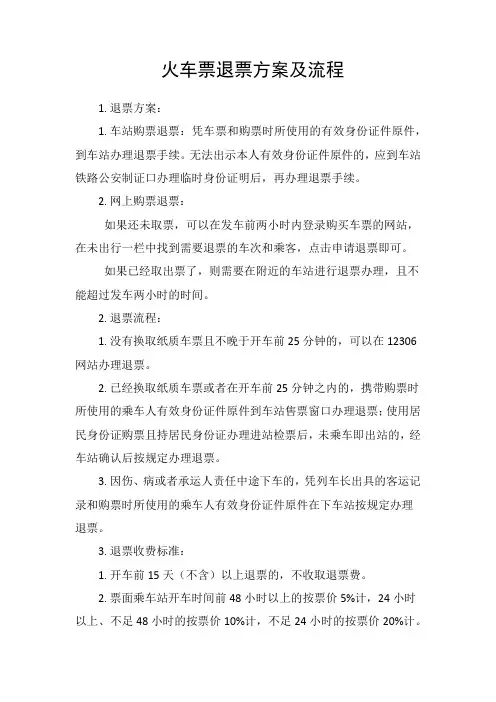 火车票退票方案及流程