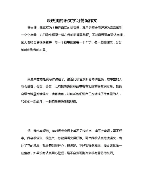 谈谈我的语文学习情况作文
