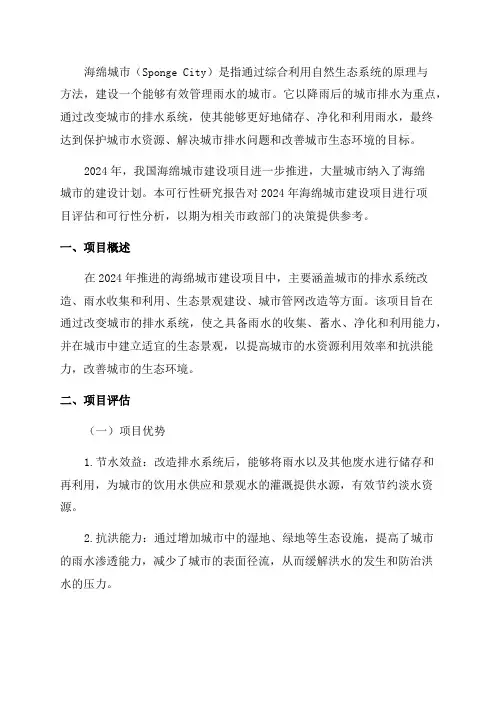 2024年海绵城市建设项目可行性研究报告