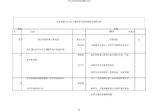 学生矛盾纠纷排查调解记录2
