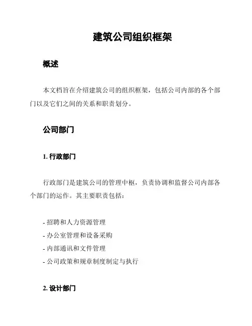 建筑公司组织框架