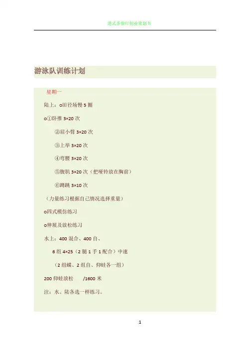 游泳队训练计划