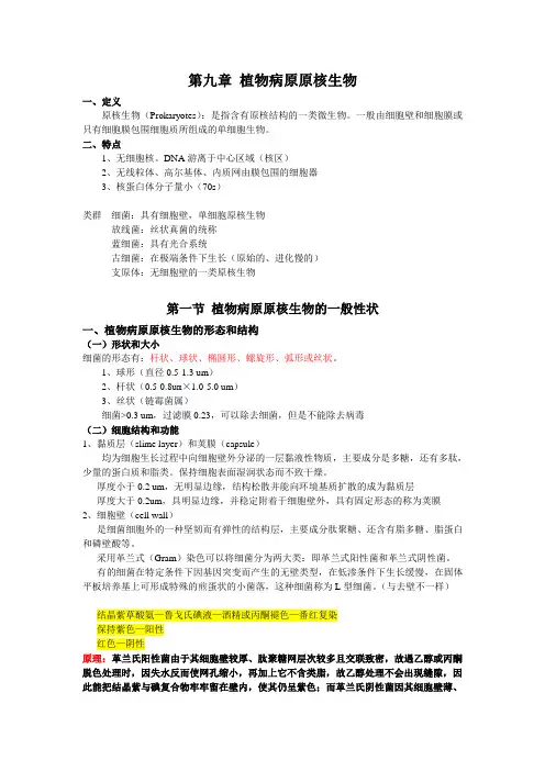 普通植物病理学第九章原核生物笔记