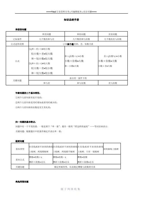 小学(数学)奥数知识总结手册
