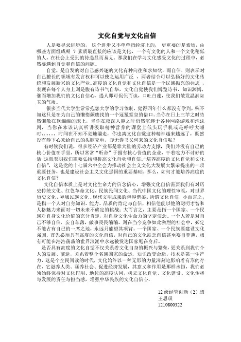 文化自觉与文化自信