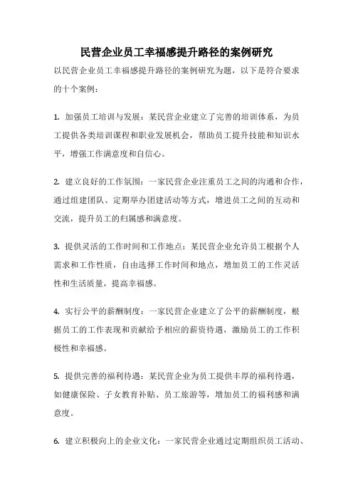 民营企业员工幸福感提升路径的案例研究