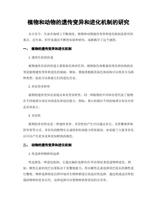 植物和动物的遗传变异和进化机制的研究