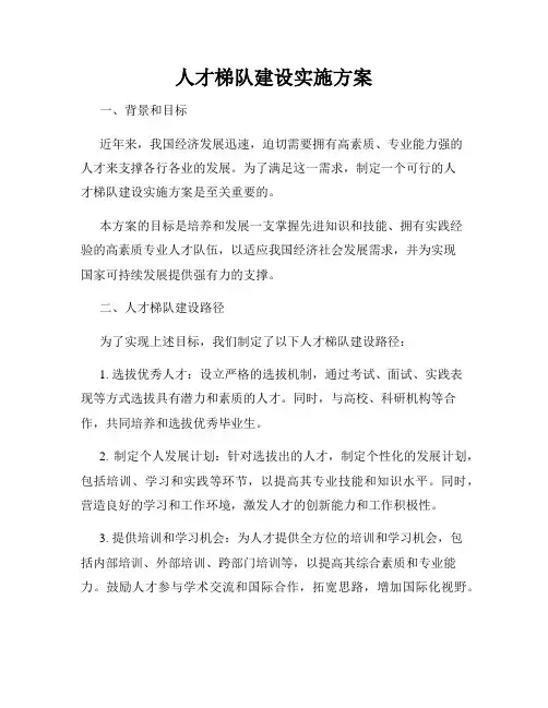 人才梯队建设实施方案