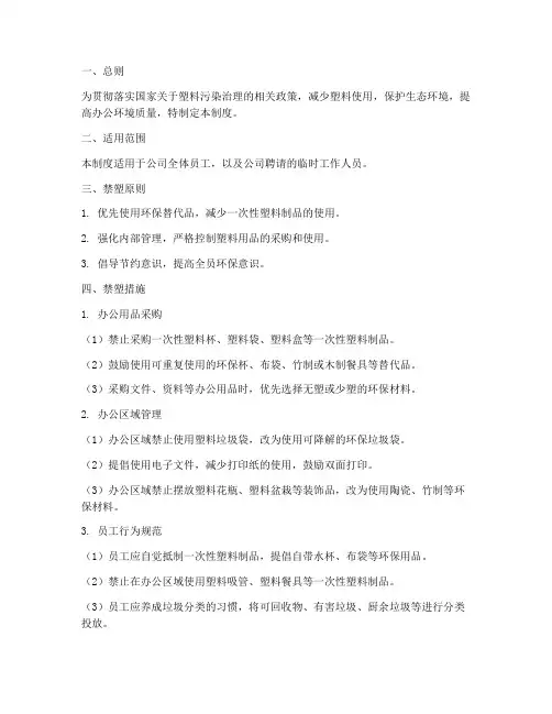 办公室禁塑管理制度范本