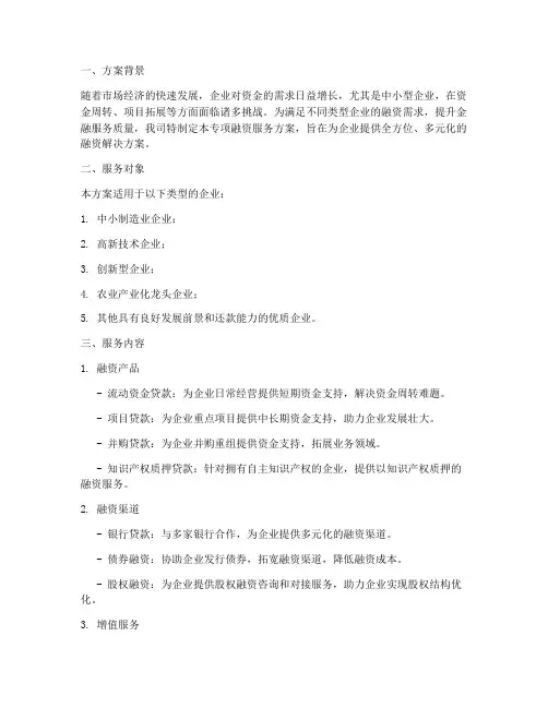 公司专项融资服务方案