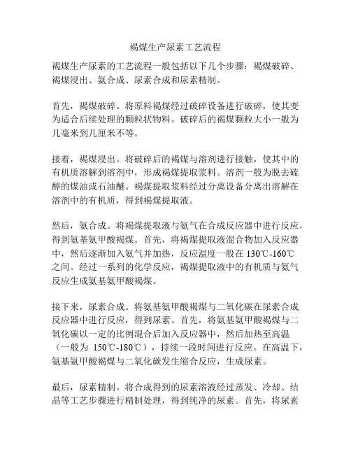 褐煤生产尿素工艺流程