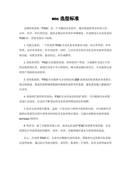 wms选型标准