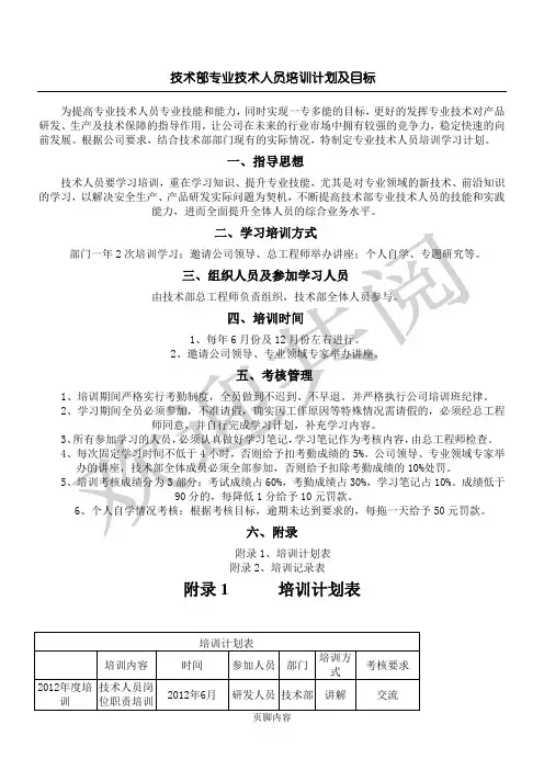 技术经验部专业技术经验人员指导方法及目标