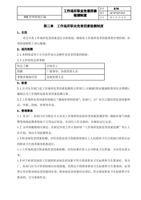 工作场所职业危害因素检测制度