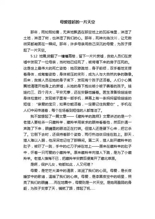 母爱撑起的一片天空