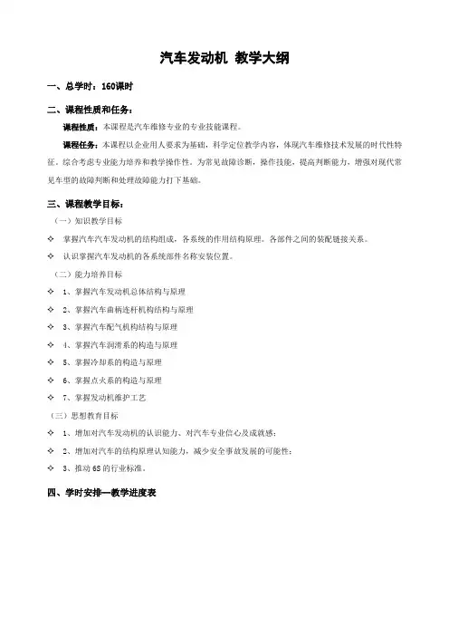 教学大纲-汽车发动机