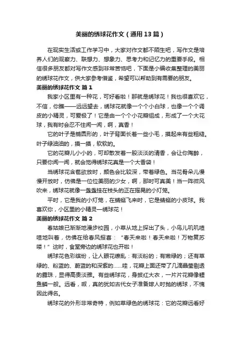 美丽的绣球花作文（通用13篇）