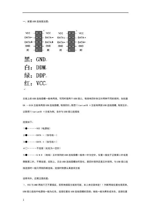图解说明主板前置音频线、USB连线接法
