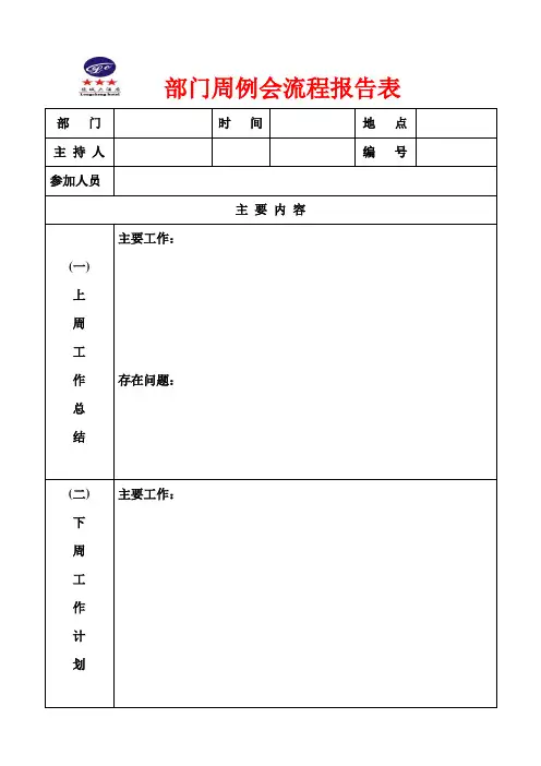 部门周例会流程记录表