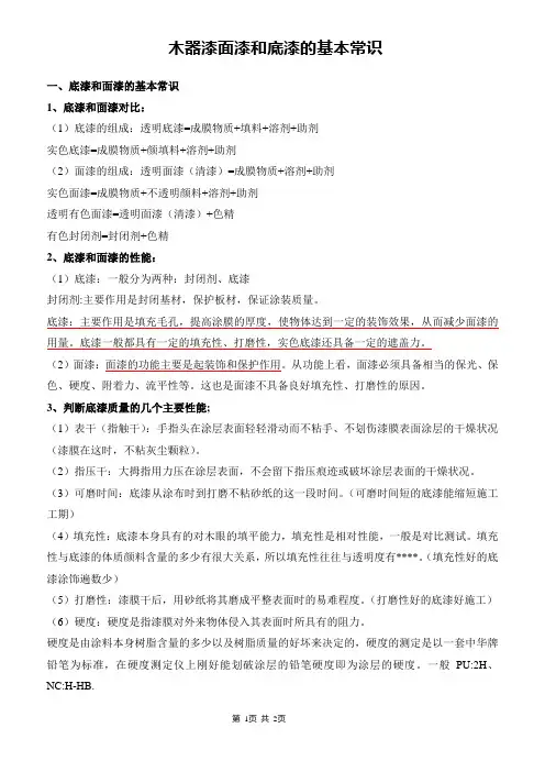 木器漆面漆和底漆的基本常识