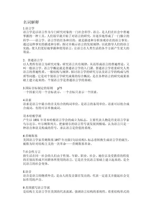 语言学名词解释
