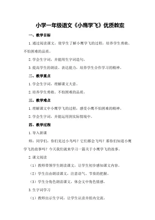 小学一年级语文《小鹰学飞》优质教案
