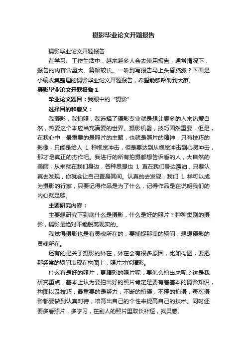 摄影毕业论文开题报告