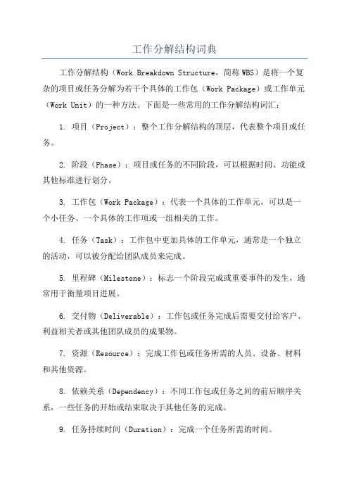 工作分解结构词典