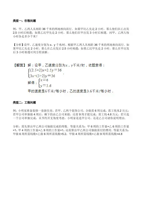 二元一次方程组的应用题10大题型