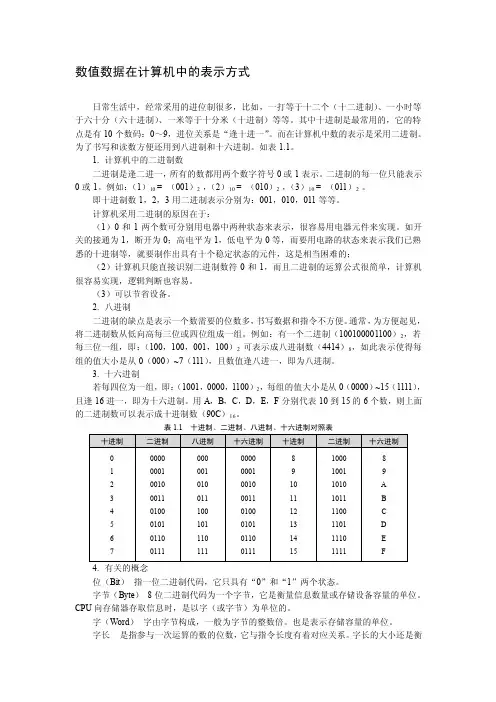 【最新】数值数据在计算机中的表示方法