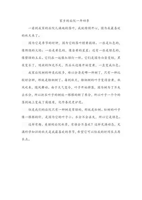 家乡的后院一年四季的作文五百字左右
