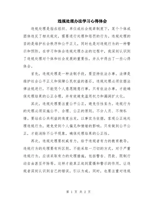 违规处理办法学习心得体会