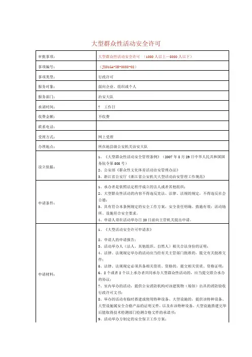 大型群众性活动安全许可