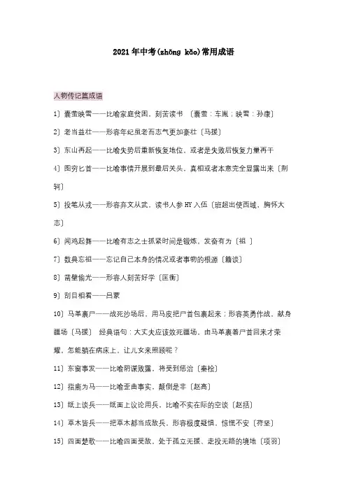 中考常用成语试题(共15页)