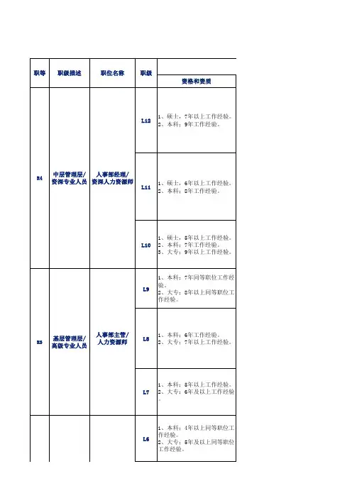 任职资格模板和填表说明