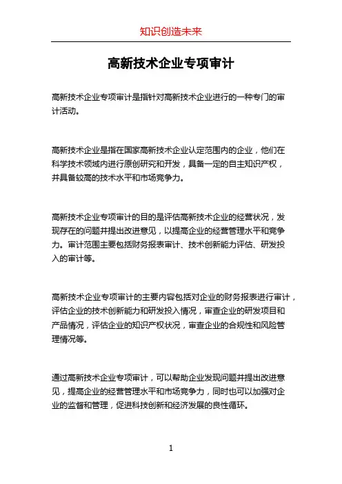 高新技术企业专项审计