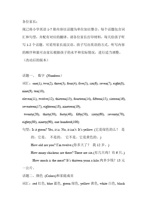 苏教版六年级小学英语复习材料(1)
