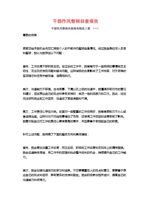干部作风整顿自查报告2篇