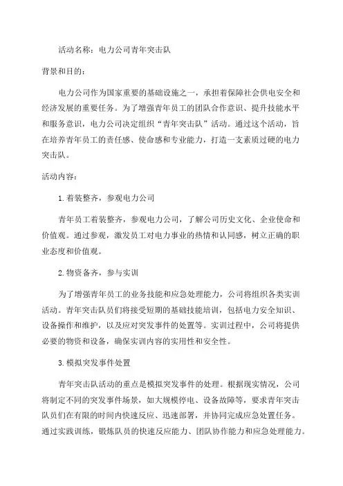 电力公司青年突击队活动方案