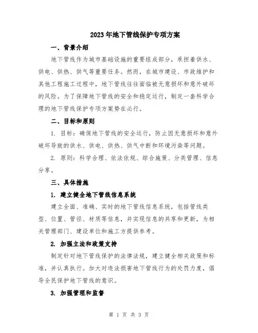 2023年地下管线保护专项方案