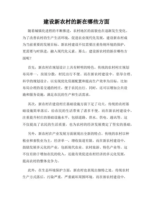 建设新农村的新在哪些方面