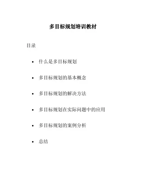 多目标规划培训教材