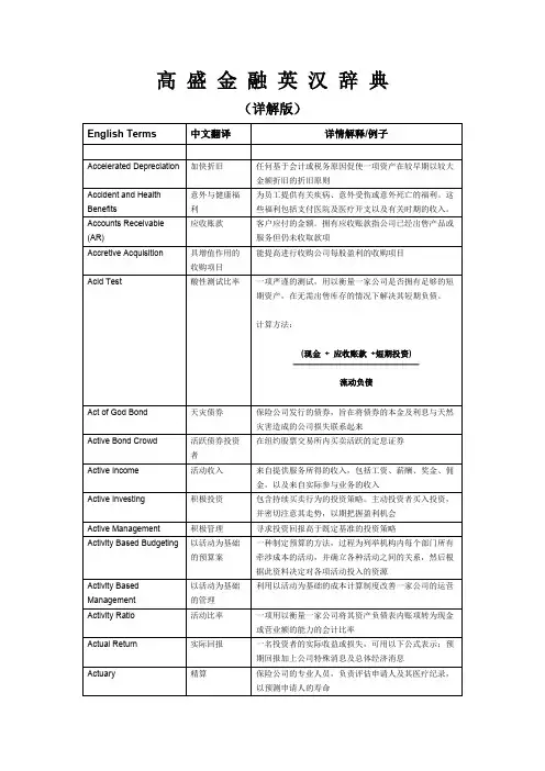 高盛金融辞典
