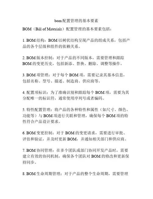 bom配置管理的基本要素