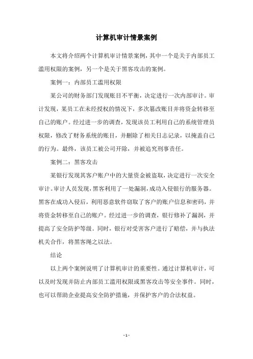 计算机审计情景案例