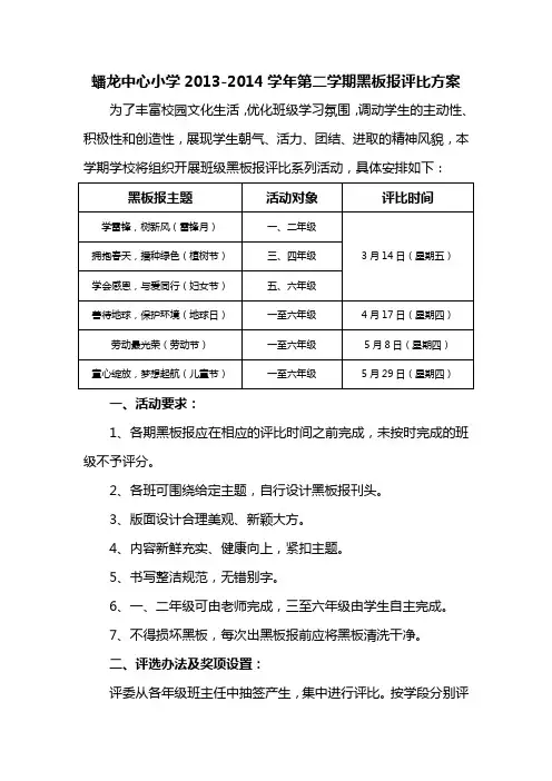 黑板报设评比方案