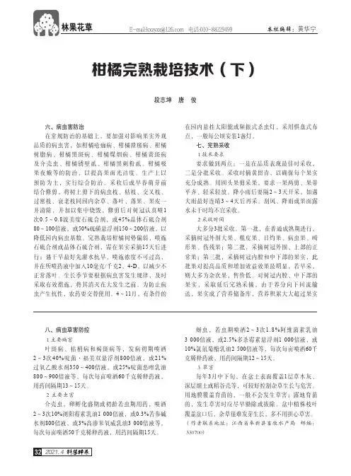 柑橘完熟栽培技术(下)