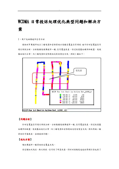 WCDMA日常投诉处理优化典型问题和解决方案