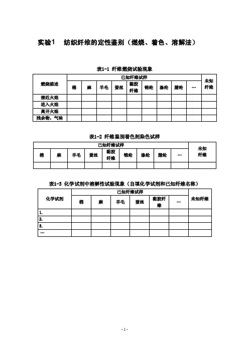 现代染整实验教程－表格图片版