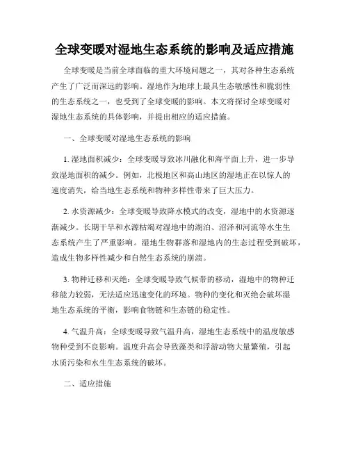 全球变暖对湿地生态系统的影响及适应措施